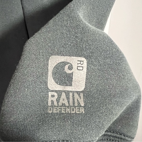 Carhartt Rain Defender Black Long Sleeve Full Zip Fleece Hooded Jacket Mens 2XL - Picture 3 of 10